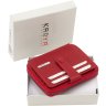 Кожаный женский кошелек-картхолдер красного цвета с секциями под карточки KARYA (19830) - 7