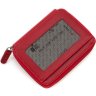 Кожаный женский кошелек-картхолдер красного цвета с секциями под карточки KARYA (19830) - 4