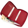 Кожаный женский кошелек-картхолдер красного цвета с секциями под карточки KARYA (19830) - 5