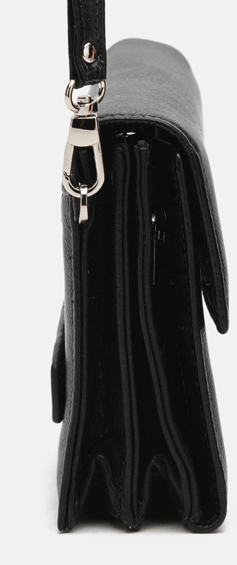 Чоловічий шкіряний клатч-барсетка чорного кольору з клапаном Ricco Grande (22085)