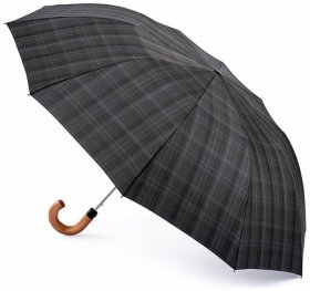 Мужской зонт Fulton Dalston-2 G857 Charcoal Check (Элегантный складной зонт, серый в клетку, полуавтомат) 93851