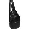 Черый мужской слинг-рюкзак среднего размера из натуральной кожи Borsa Leather (21898) - 1