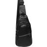 Черый мужской слинг-рюкзак среднего размера из натуральной кожи Borsa Leather (21898) - 2