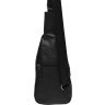 Черый мужской слинг-рюкзак среднего размера из натуральной кожи Borsa Leather (21898) - 3