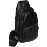 Черый мужской слинг-рюкзак среднего размера из натуральной кожи Borsa Leather (21898) - 4