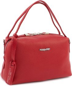 Женская небольшая красная сумка из фактурной кожи с ручками KARYA (15932)