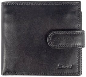 Горизонтальный мужской кошелек из гладкой кожи с монетницей и RFID-защитой Ashwood VT 94051 черного цвета
