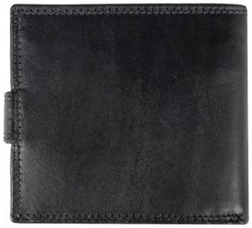 Горизонтальный мужской кошелек из гладкой кожи с монетницей и RFID-защитой Ashwood VT 94051 черного цвета