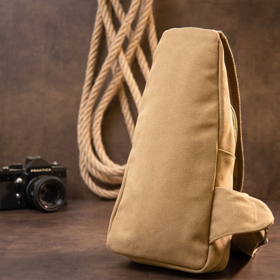 Текстильна чоловіча сумка-слінг кольору Кемел Vintage (20564)