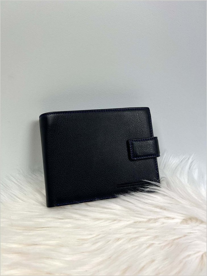 Солидный мужской кошелек черного цвета с блоком для документов - Marco Coverna (18508)
