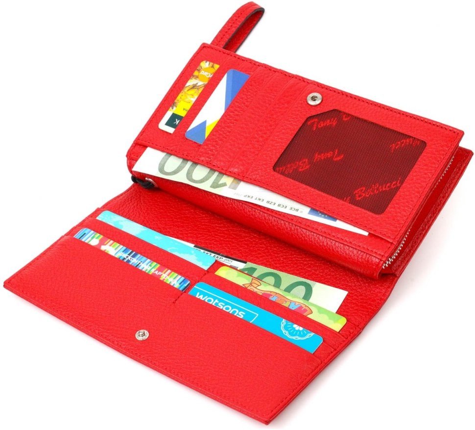 Модний жіночий гаманець-клатч із натуральної шкіри червоного кольору з блоком для кредитних карток Tony Bellucci (2422034)