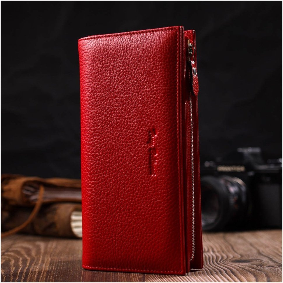 Модний жіночий гаманець-клатч із натуральної шкіри червоного кольору з блоком для кредитних карток Tony Bellucci (2422034)
