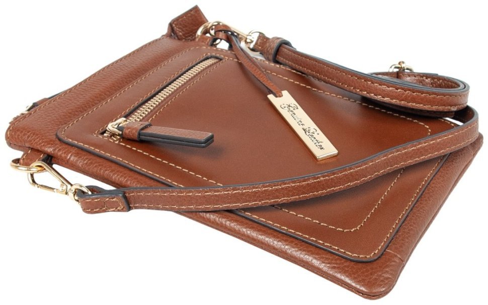 Жіноча міні-сумка для смартфона з натуральної фактурної шкіри на блискавці AZ71 коричневого кольору 94251 modnotak фото №4