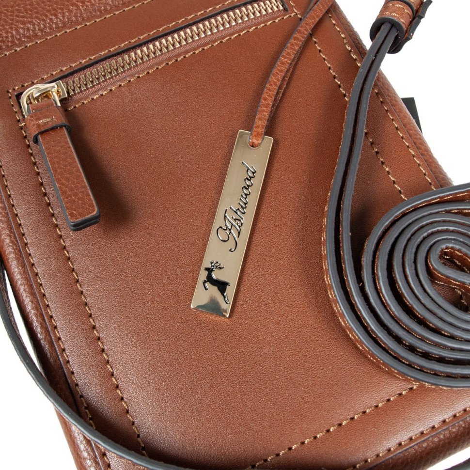 Жіноча міні-сумка для смартфона з натуральної фактурної шкіри на блискавці AZ71 коричневого кольору 94251 modnotak фото №5