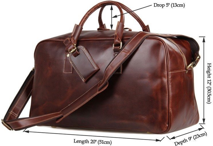 Кожаная дорожная сумка коричневого цвета в стиле винтаж Vintage (14359)