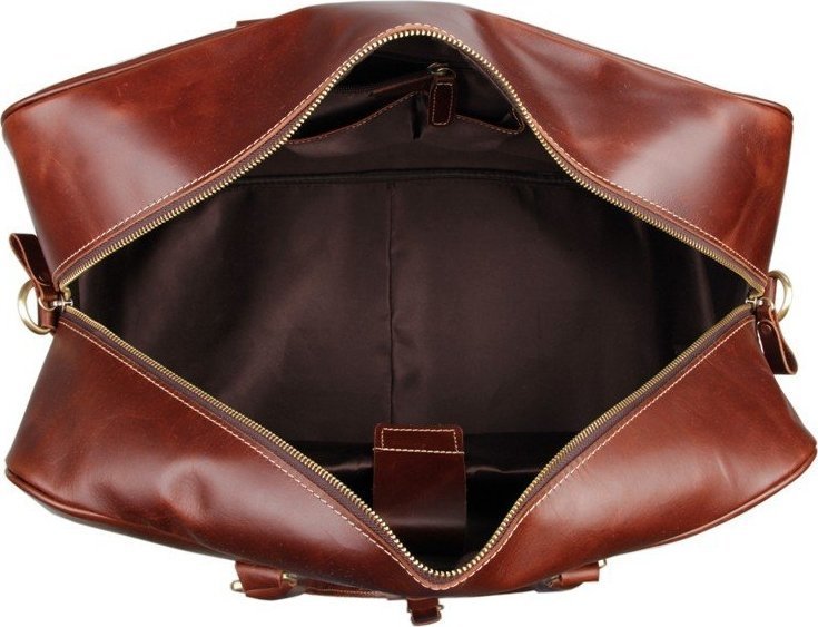 Шкіряна дорожня сумка коричневого кольору в стилі вінтаж Vintage (14359)