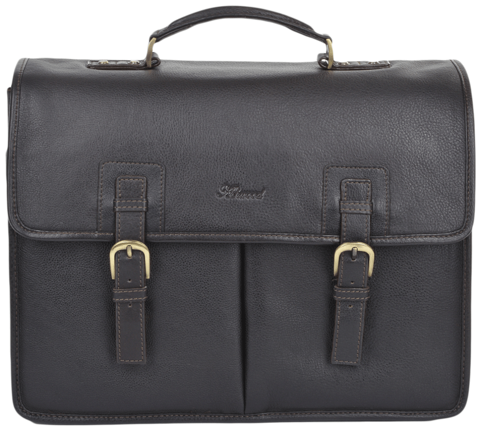 Солидный мужской портфель из фактурной кожи через плече Ashwood Gareth Briefcase коричневого цвета 94351 modnotak фото №1