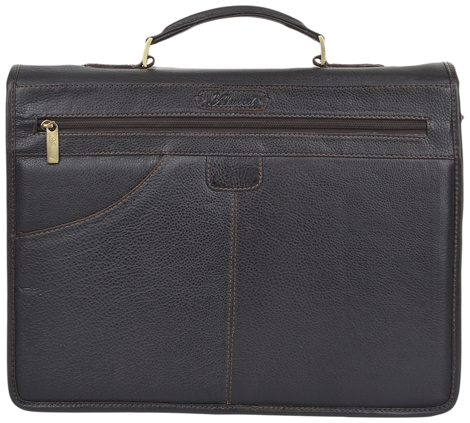 Солидный мужской портфель из фактурной кожи через плече Ashwood Gareth Briefcase коричневого цвета 94351 modnotak фото №4