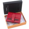 Красный женский кошелек двойного сложения из фактурной кожи Tony Bellucci (10739) - 5