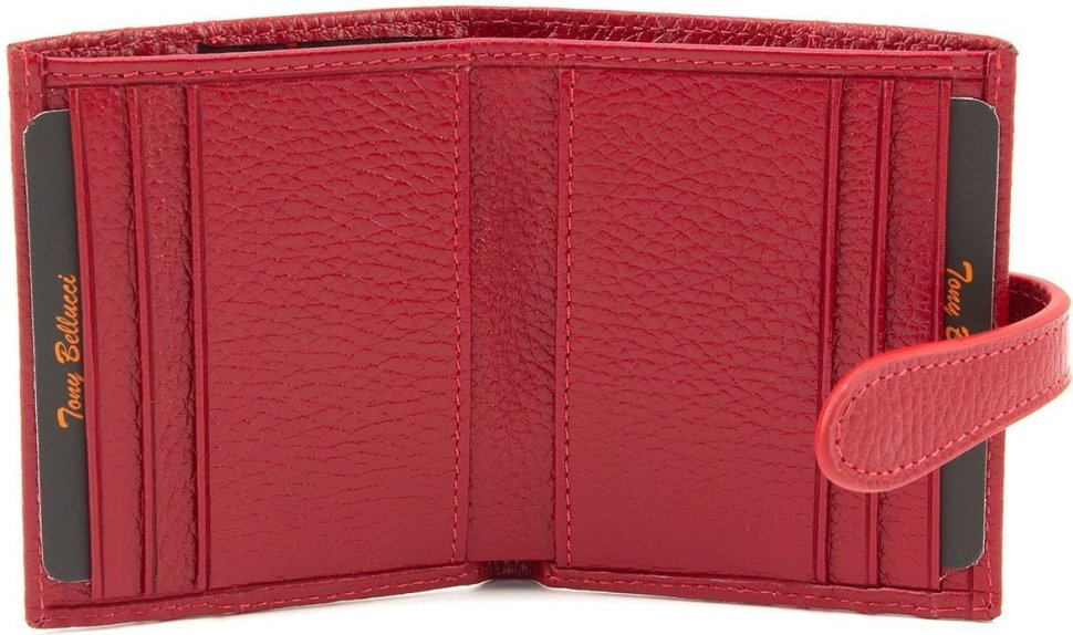 Красный женский кошелек двойного сложения из фактурной кожи Tony Bellucci (10739)