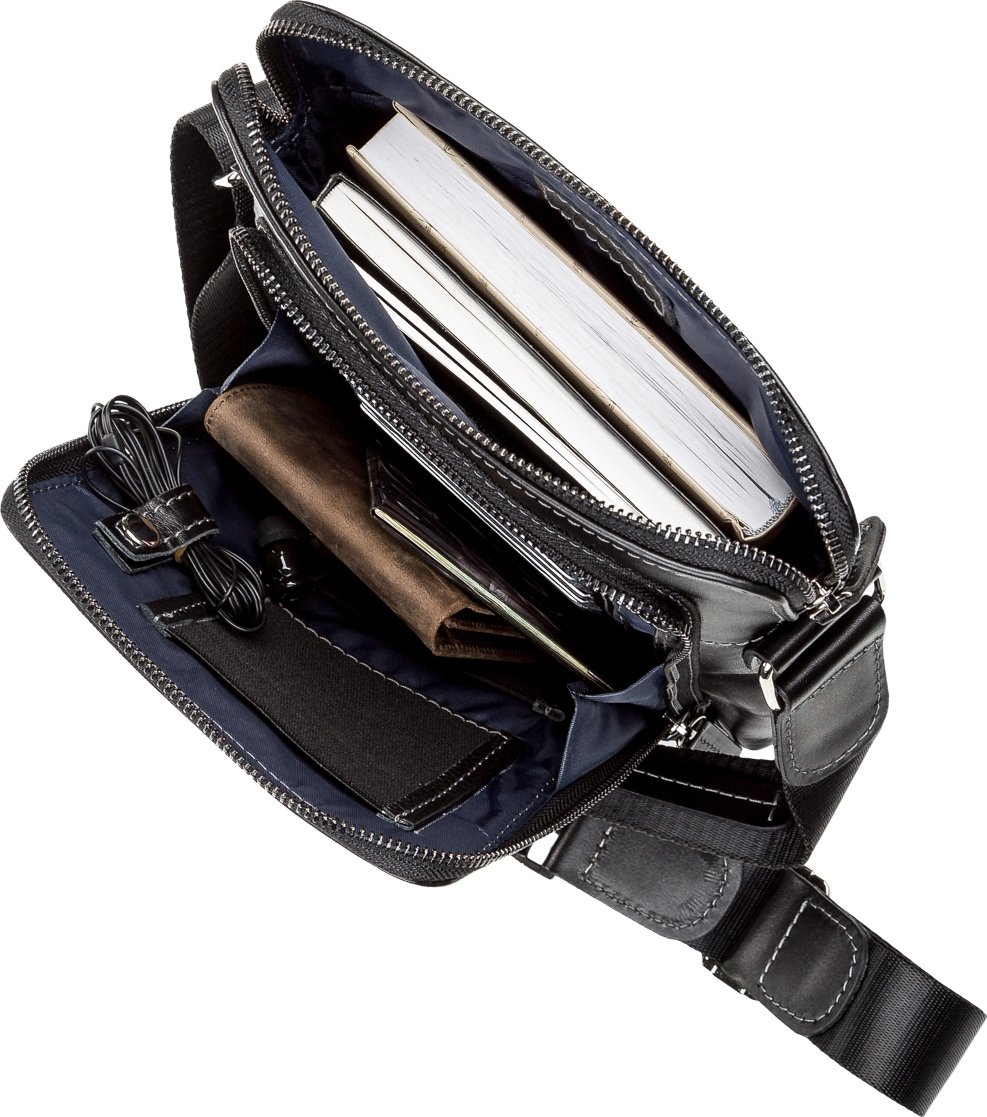 Качественная мужская сумка-планшет из гладкой кожи на молниевой застежке SHVIGEL (11101)