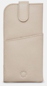 Чехол для очков на кнопке из натуральной фактурной кожи Yoshi Y4309 серого цвета 94451