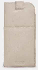 Чехол для очков на кнопке из натуральной фактурной кожи Yoshi Y4309 серого цвета 94451