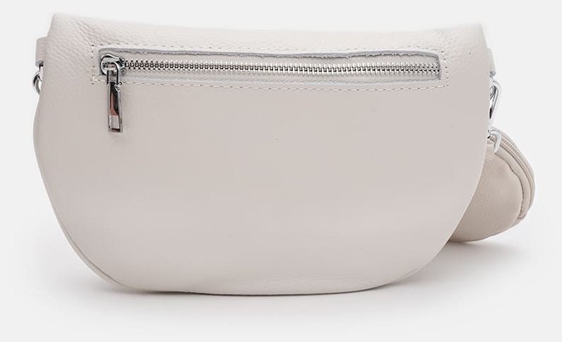 Сумка-бананка для женщин белого цвета из кожи флотар с монетницей Borsa Leather 104551 фото №3 Сумка-бананка для женщин белого цвета из кожи флотар с монетницей Borsa Leather 104551 modnotak фото №3