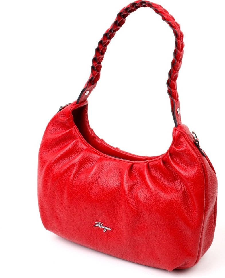 Яркая женская сумка-багет из фактурной кожи красного цвета KARYA (2420837)