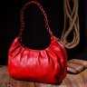 Яскрава жіноча сумка-багет із фактурної шкіри червоного кольору KARYA (2420837) - 10