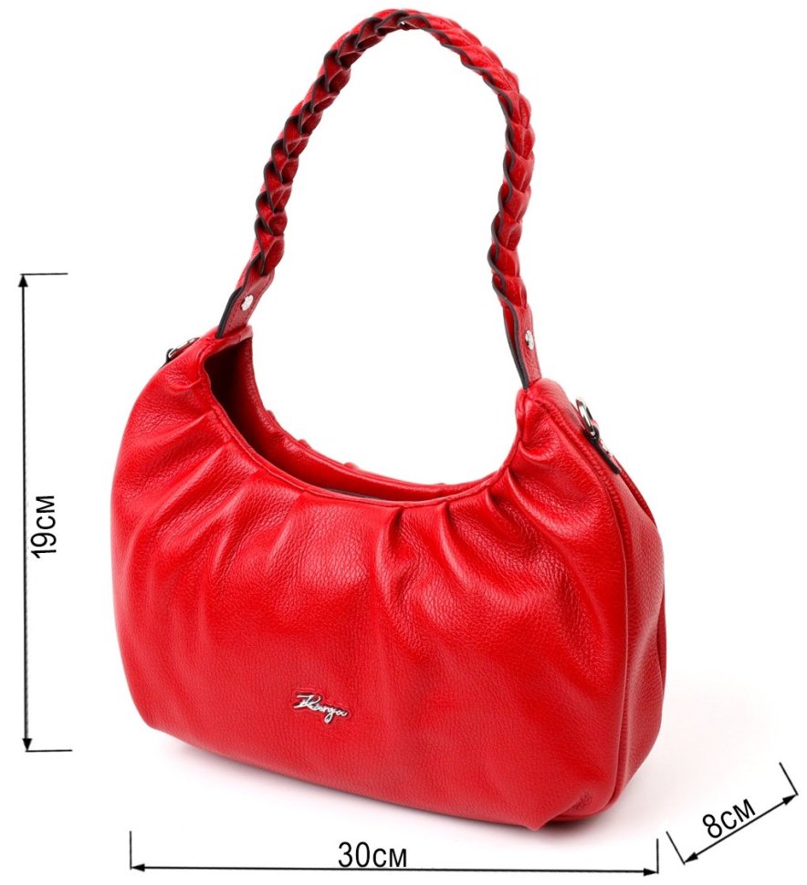 Яркая женская сумка-багет из фактурной кожи красного цвета KARYA (2420837) modnotak фото №11