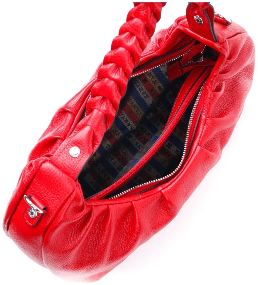 Яркая женская сумка-багет из фактурной кожи красного цвета KARYA (2420837) modnotak фото №28