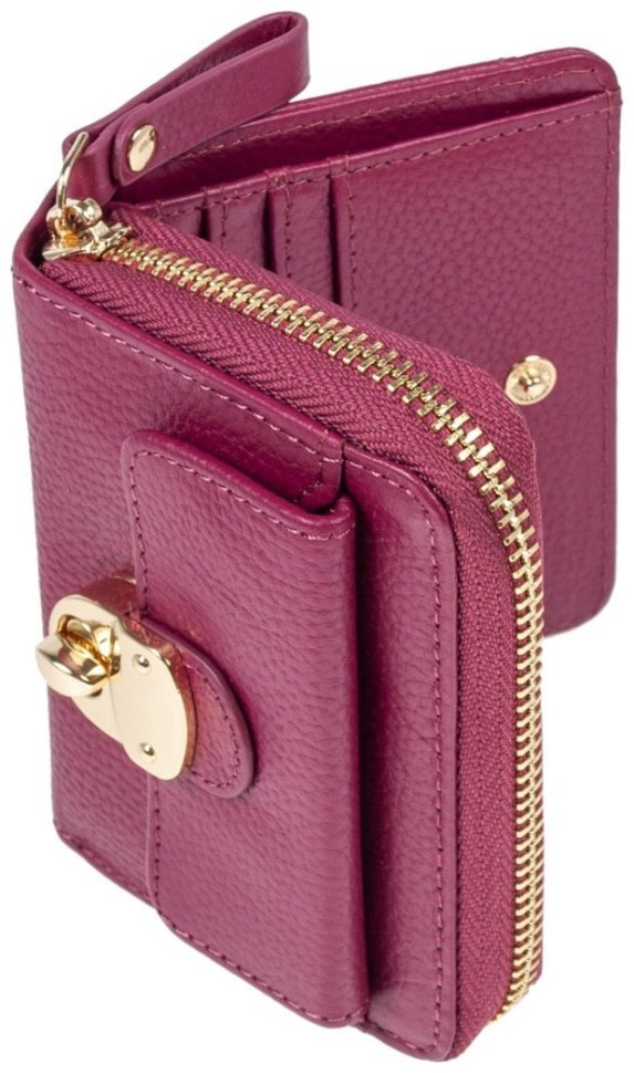 Небольшой кожаный женский кошелек с RFID-защитой Ashwood Y50 94551 (малинового цвета) modnotak фото №4