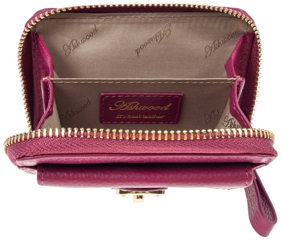 Небольшой кожаный женский кошелек с RFID-защитой Ashwood Y50 94551 (малинового цвета) modnotak фото №5