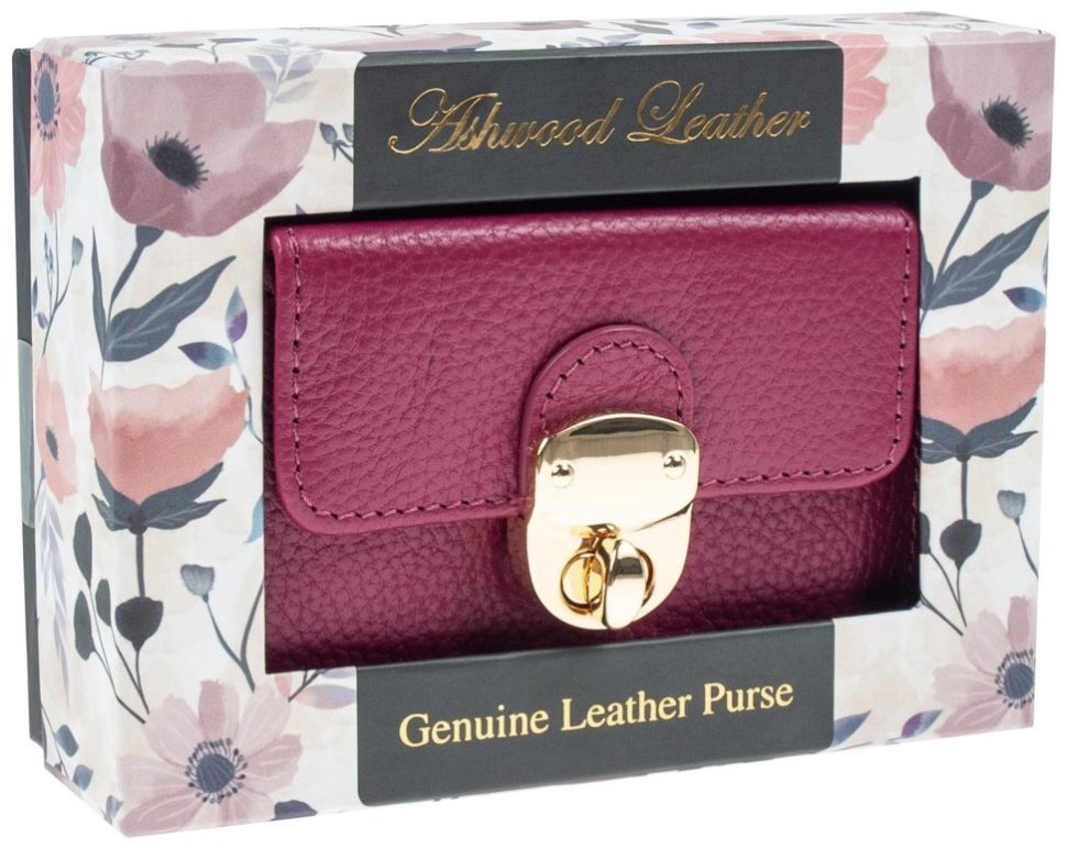 Небольшой кожаный женский кошелек с RFID-защитой Ashwood Y50 94551 (малинового цвета) modnotak фото №7