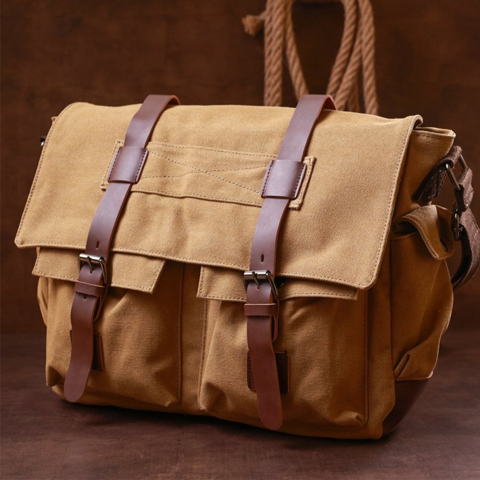 Текстильная сумка на плечо песочного цвета Vintage (20149)