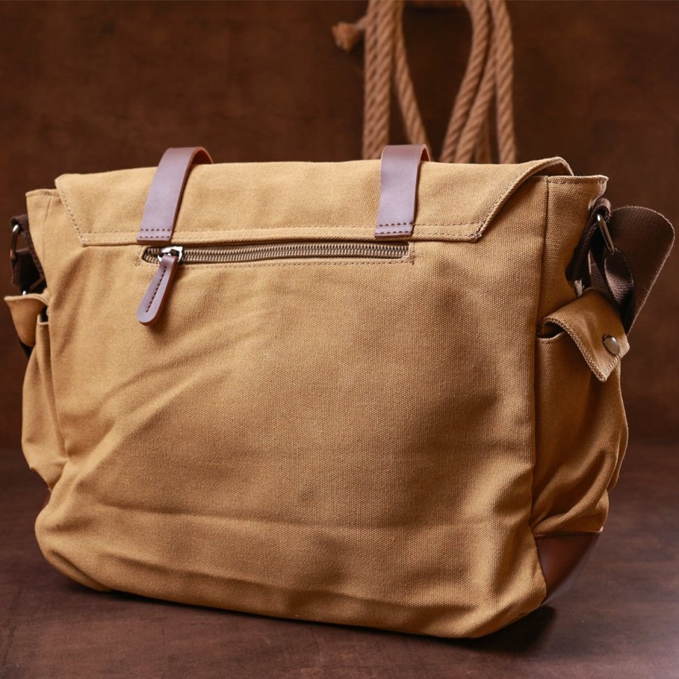 Текстильна сумка на плече пісочного кольору Vintage (20149)