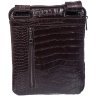Коричневая мужская сумка-планшет небольшого размера из натуральной кожи с тиснением Desisan (19188) - 2