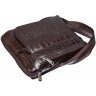 Коричневая мужская сумка-планшет небольшого размера из натуральной кожи с тиснением Desisan (19188) - 5