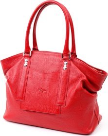 Вместительна женская сумка из натуральной кожи красного цвета KARYA (2420937)