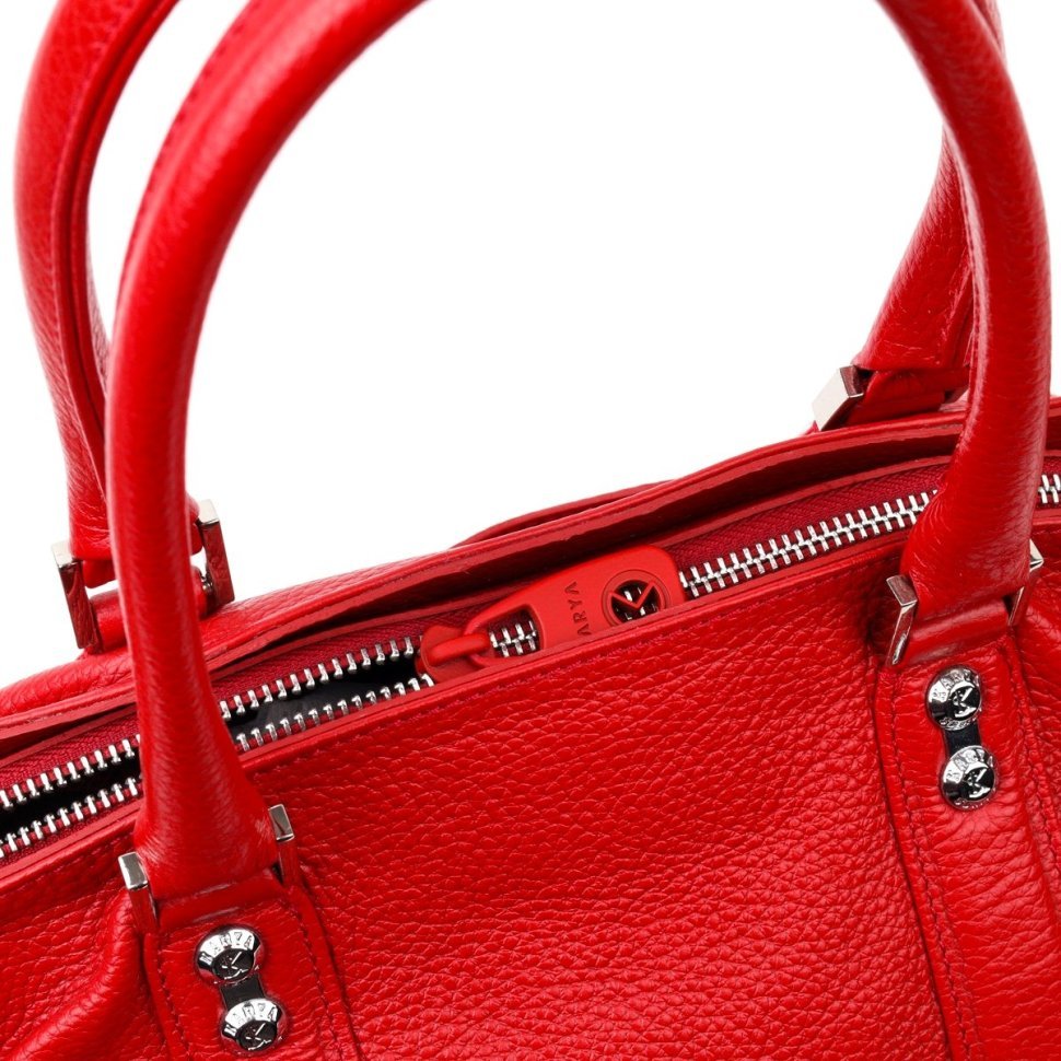 Вместительна женская сумка из натуральной кожи красного цвета KARYA (2420937)
