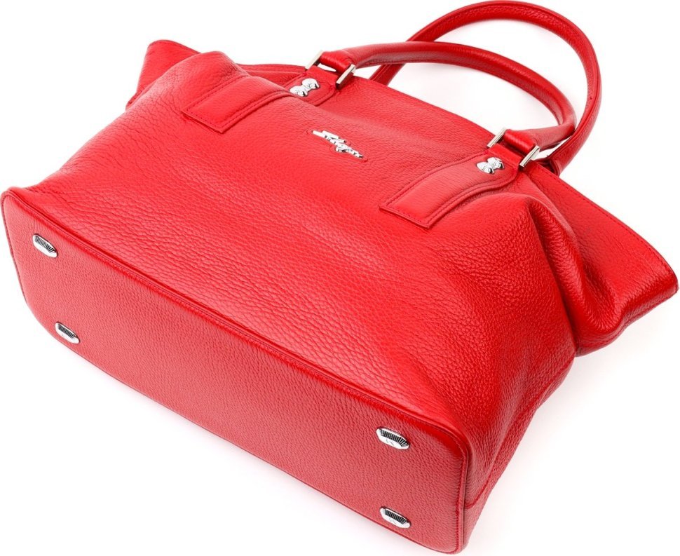 Вместительна женская сумка из натуральной кожи красного цвета KARYA (2420937)