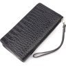 Мужской черный кошелек-клатч из натуральной кожи с тиснением под крокодила KARYA (2421137) - 2