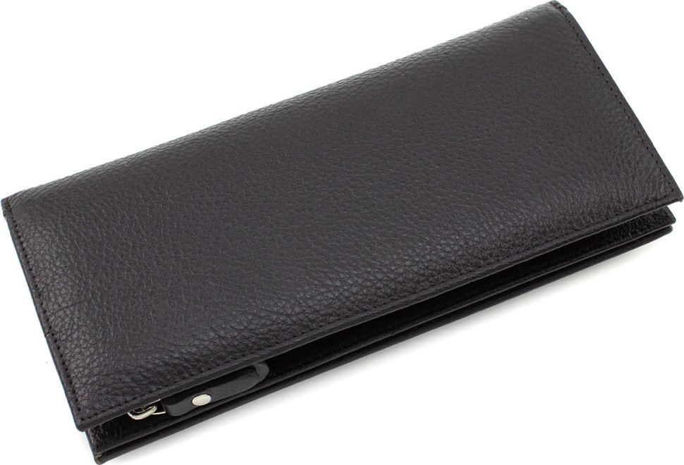 Чорний жіночий гаманець із велико-фактурної шкіри на кілька відділів KARYA (21059)