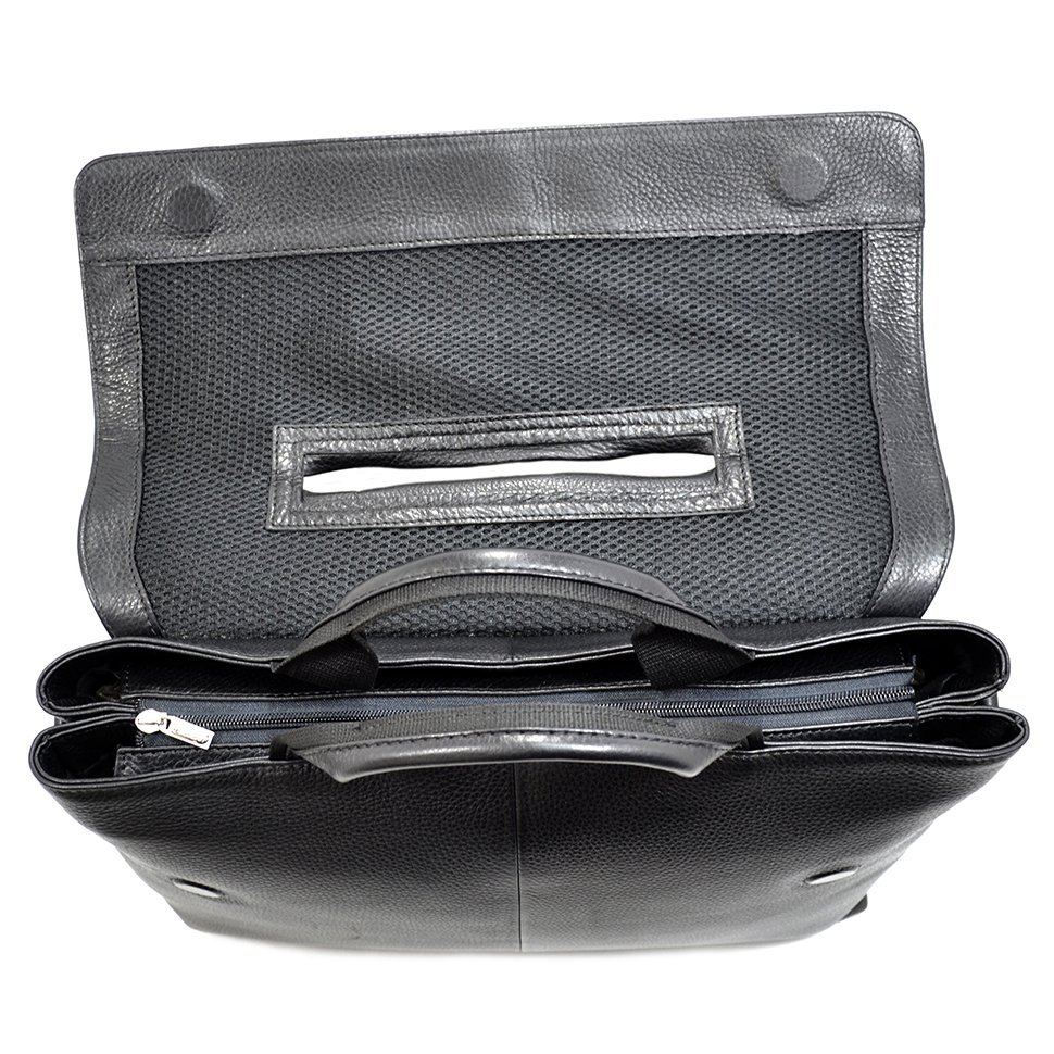 Містка сумка-портфель з м'якої шкіри чорного кольору - DESISAN (11586)