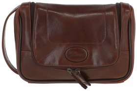 Мужской несессер из натуральной гладкой кожи на молнии Ashwood коричневого цвета 95451