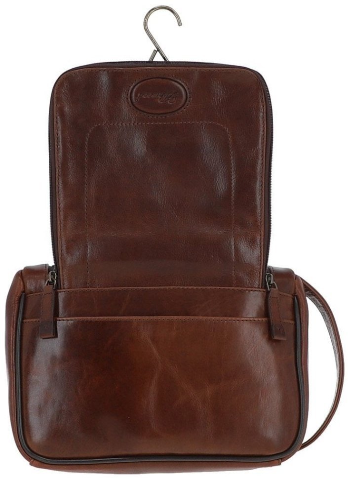 Мужской несессер из натуральной гладкой кожи на молнии Ashwood коричневого цвета 95451 modnotak фото №6