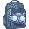 Сірий місткий шкільний рюкзак із текстилю з котом Bagland 55751 - 1