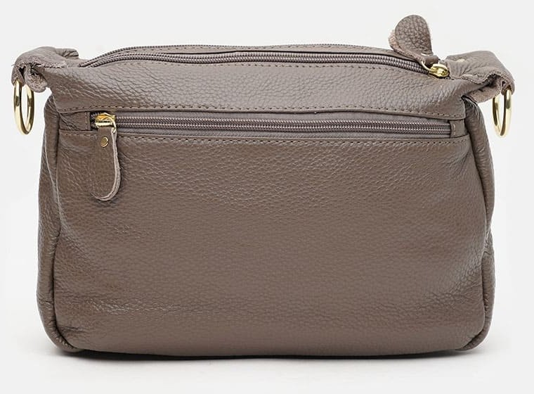 Жіноча сумка із фактурної шкіри сірого кольору на два відділення Borsa Leather (21278)