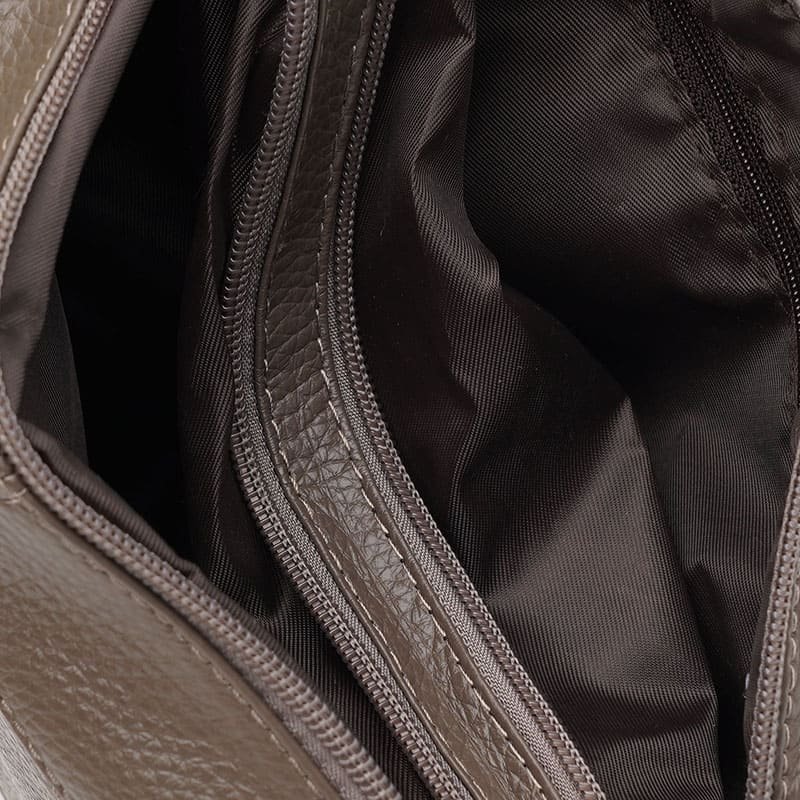 Женская сумка из фактурной кожи серого цвета на два отделения Borsa Leather (21278)